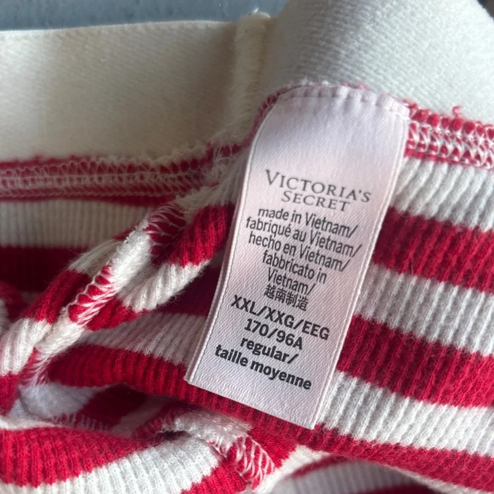 Victoria's Secret Red and White Striped thermal pajamas/ Loungewear